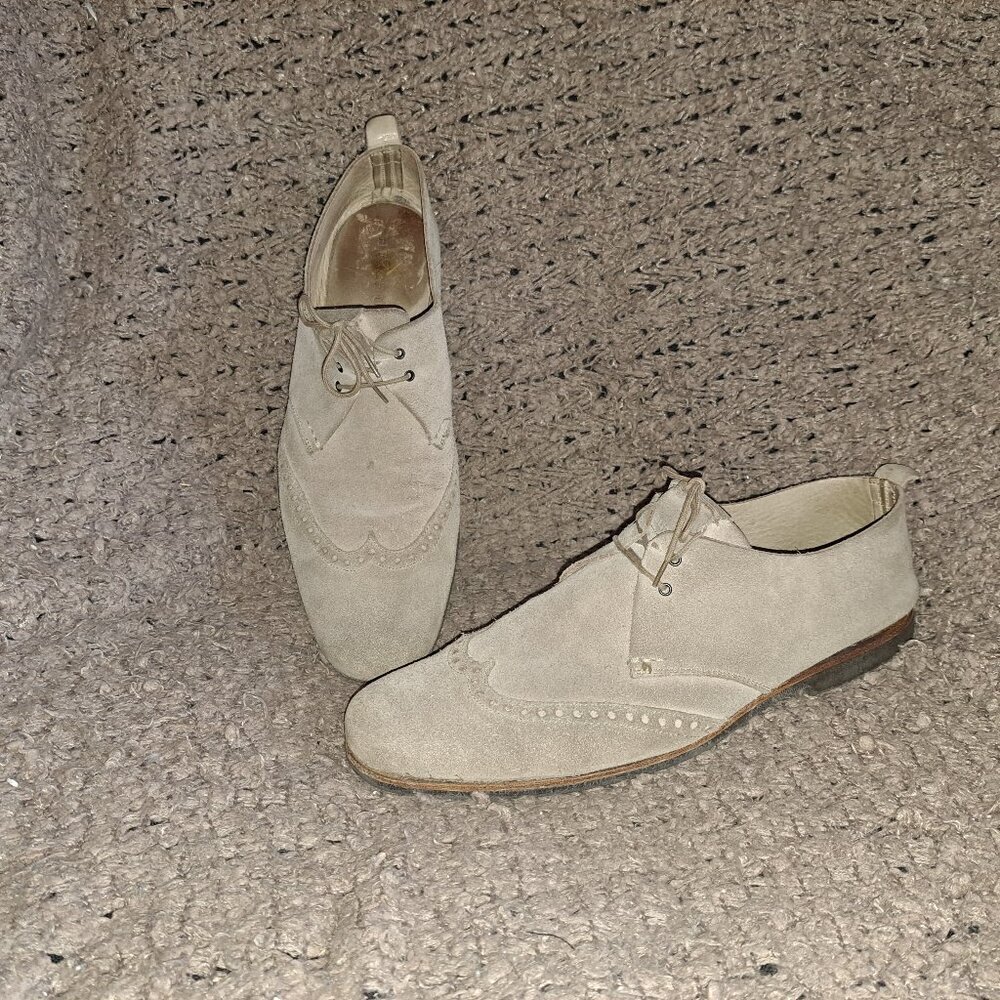 HESCHUNG-Beige Suede Brogue Lace Up Loafers-Size 7.5 UK/9 US-Very Good